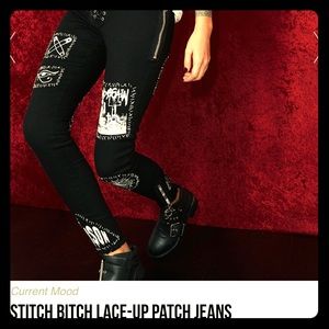 DOLLS KILL STITCH BITCH LACE UP JEANS